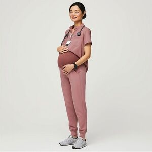 NWT FIGS Zamora Maternity Jogger Scrub Pants - XXL 2XL - Mineral Mauve